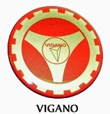 Red Vigano Round Domed Sticker 50mm