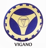 Blue Vigano Round Domed Sticker 50mm
