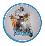 Vespa Girl Enamal Sign 150mm