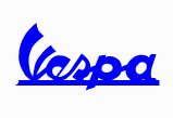 Vespa Scroll Sticker Blue 100mm