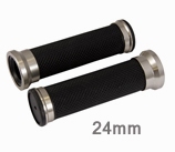 Handlebar Grips Black Rubber & Titanium Collers 120 x 24mm