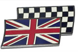 B/W Check & U/J Enamel Metal Adhesive Badge 50 x 30mm