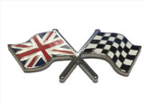 Chequered Flag Enamel Metal Adhesive Badge 50 x 30mm