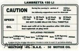 Lambretta LI 150 Running In Sticker