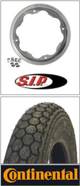 SIP Lambretta Tubeless Wheel Rim & Continetal Black Wall Tyre