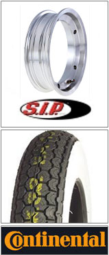 SIP Vespa Tubeless Wheel Rim & Continetal White Wall 350-10