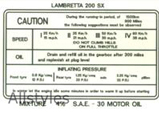 Lambretta SX-200 Running In Sticker