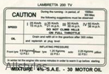 Lambretta TV 200 Running In Sticker